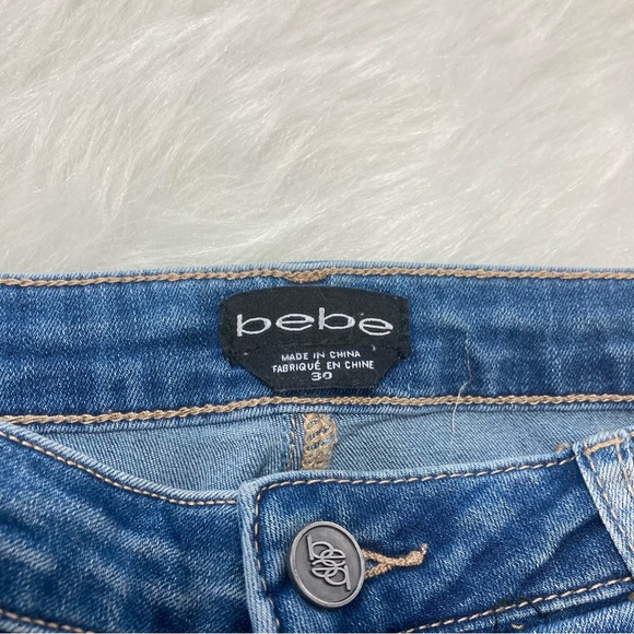 Vintage Bebe Y2K Embellished Jeans Sequin Floral Embroidered Skinny - Picture 7 of 10